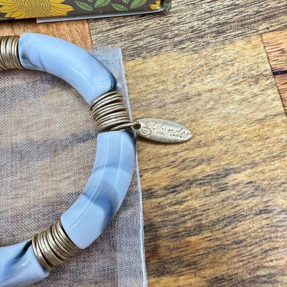 Plunder Bracelet Stretch Bangle Marble & Gold-Tone Sizzling Summer Design - Picture 3 of 5